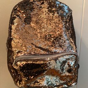 Gold sequined backpack
